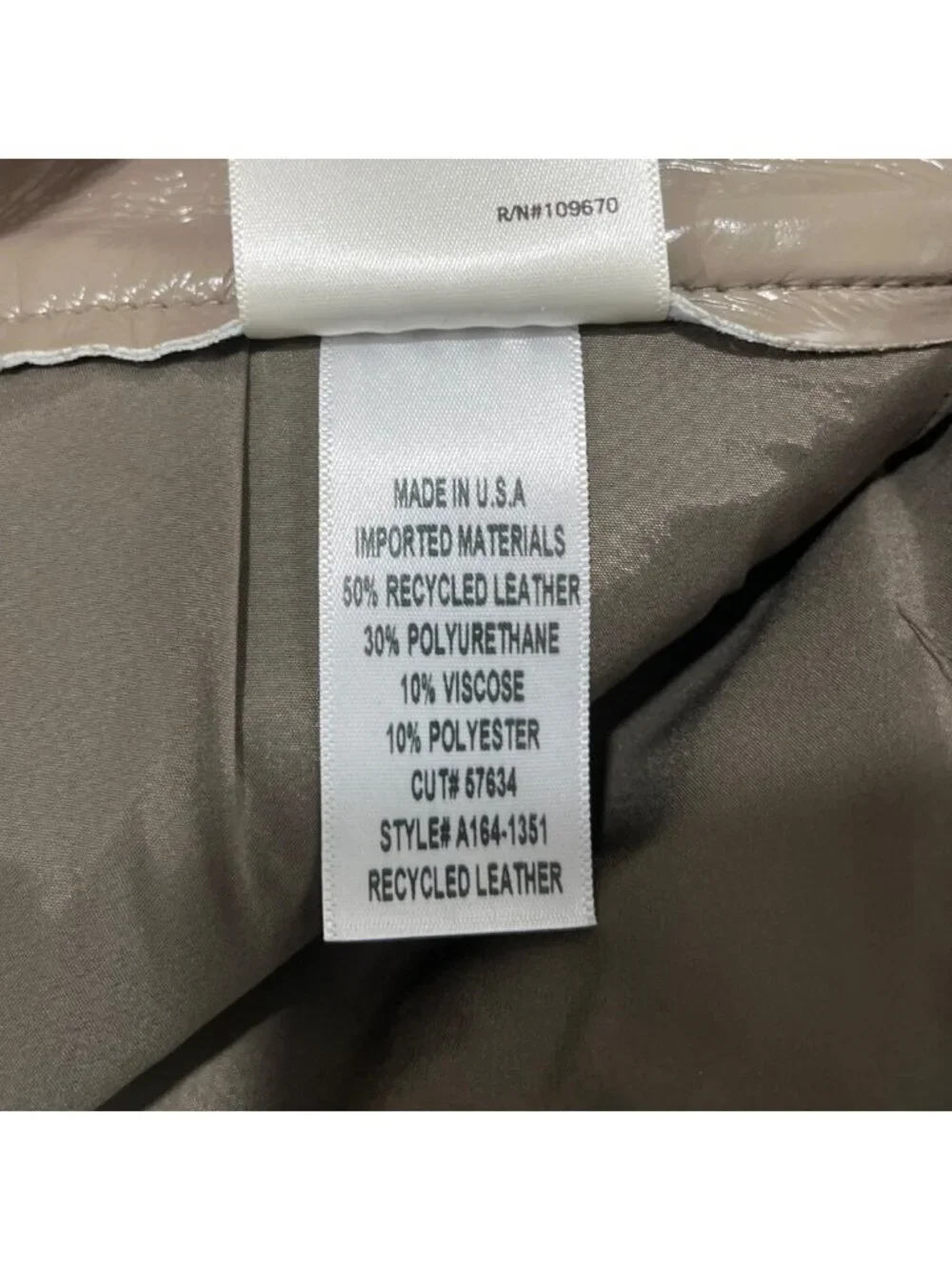Agolde Womens Size 28 Recycled Leather Pants 90's Pinch-Waist Beige Quail Patent - Picture 8 of 8